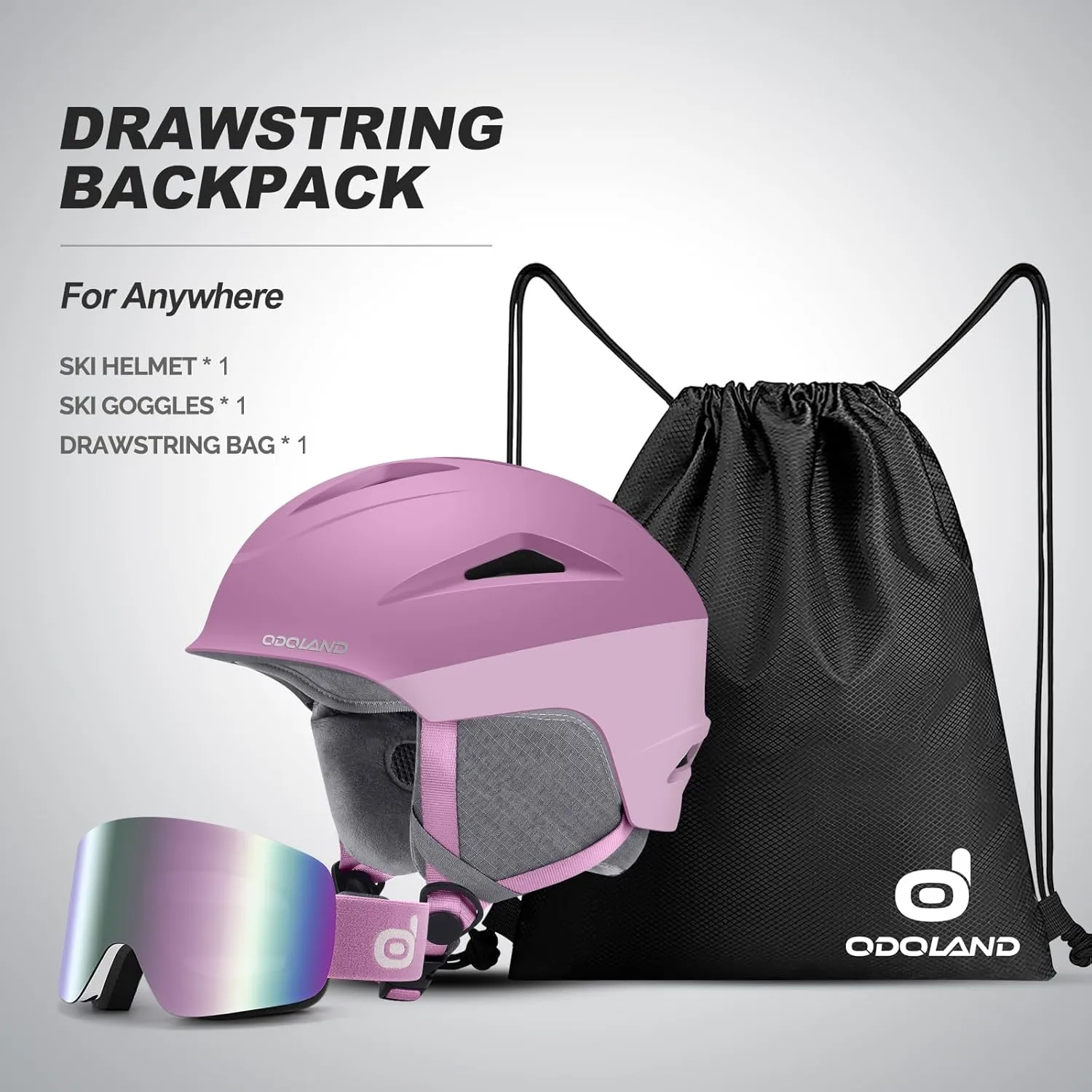 Odoland Ski Helmet, Snowboard Helmet with Ski Goggles, Audio Compatible, Shockproof, Windproof, Snow Sports Helmet and Protective Glasses for Men Women Youth