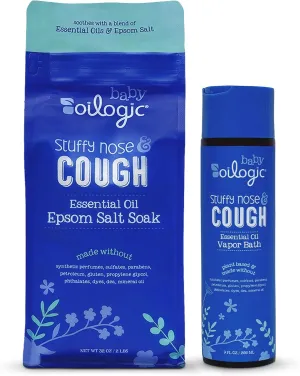 Oilogic Baby Stuffy Nose & Cough Power Bundle with Vapor Bath Relief & Epsom Salt Soak - Made with Blended Essential Oils