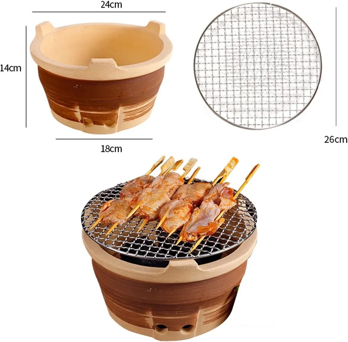 Old-Fashioned Barbecue Stove, Camping Wood Stove，Charcoal Stove, Household China-Style hot Pot Stove, tandoor, Commercial Clay Barbecue and Tea Stove，for Outdoor Cooking Picnic(Large)