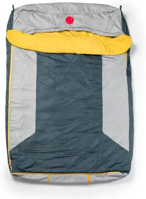 OmniCore Designs Multi Down Double Wide Hooded Rectangular Sleeping Bag (10F Red / 30F Yellow) with 4pt. Compression Stuff Sack
