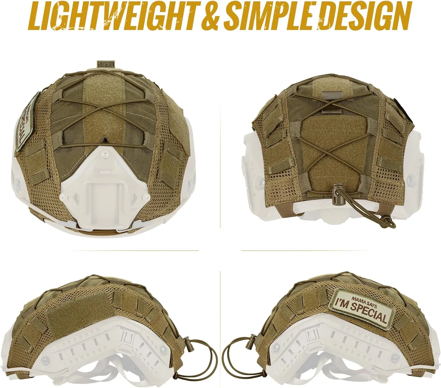 OneTigris Helmet Cover, Tactical Fast Helmet Cloth for Ops-Core Fast PJ Helmet in Size M/L, OneTigris PJ Airsoft Helmet in Size M/L(Without Helmet)