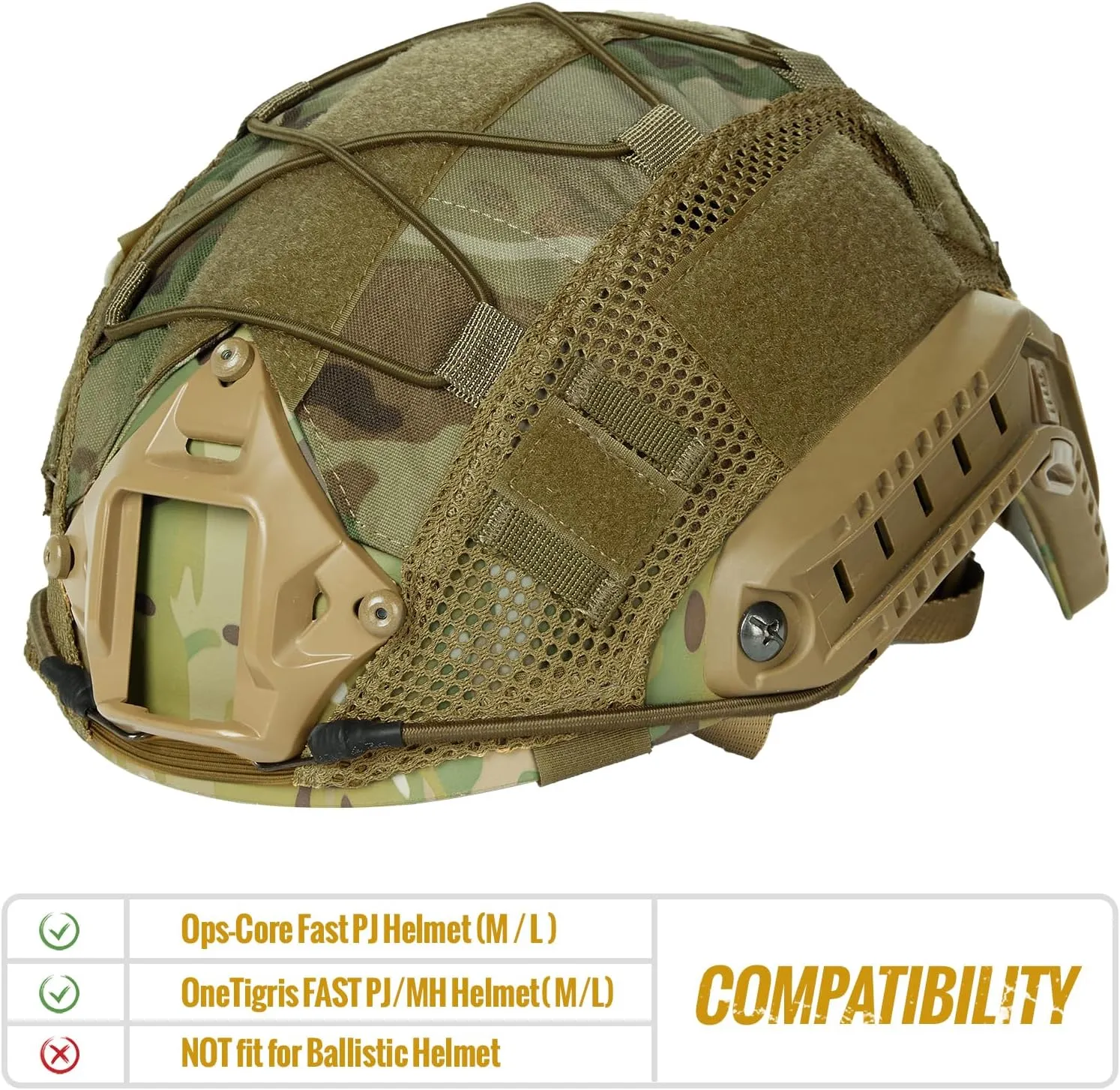 OneTigris Helmet Cover, Tactical Fast Helmet Cloth for Ops-Core Fast PJ Helmet in Size M/L, OneTigris PJ Airsoft Helmet in Size M/L(Without Helmet)