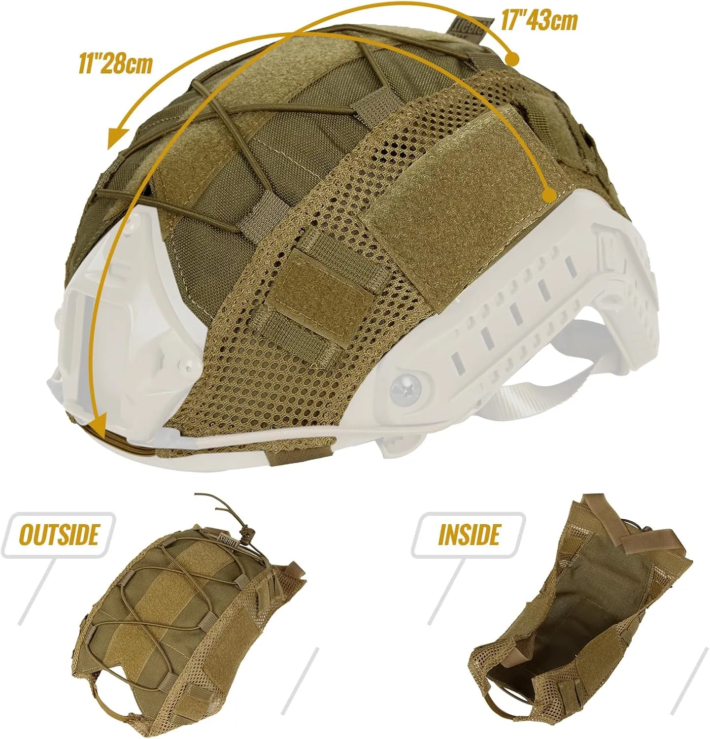 OneTigris Helmet Cover, Tactical Fast Helmet Cloth for Ops-Core Fast PJ Helmet in Size M/L, OneTigris PJ Airsoft Helmet in Size M/L(Without Helmet)