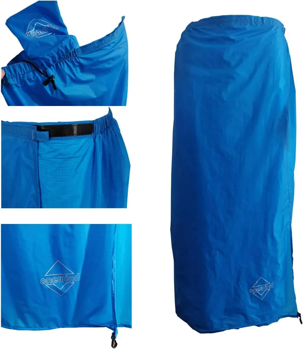 onewind Rain Skirt, Half Poncho Waterproof Ultralight Nylon Rain Kilt Windproof Rainwear Liner for Riding Camping Hiking