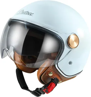 Open Face Motorcycle Helmet, 3/4 Retro Classic Moped Helmet for Adult Women Men, Half Face Vintage Motorcycle Helmets with Visor for Scooter DOT/ECE Approved