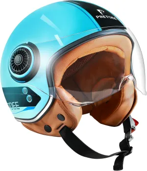 Open Face Motorcycle Helmet with Visor, Adults Retro Moped Helmets for Men Women, Vintage Half Face Motorcycle Helmet for Scooter Chopper Cruiser, DOT Approved