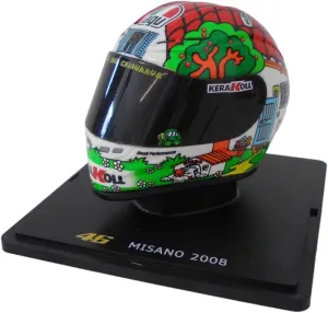 OPO 10 - Valentino Rossi Moto GP Misano 1/5 Scale Helmet 2008 Season Compatible with Yamaha YZR-M1 - CR012