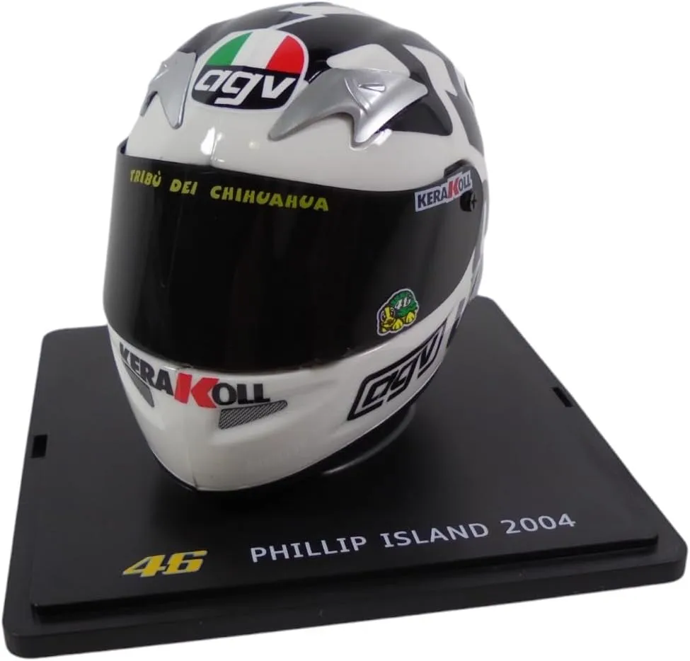 OPO 10 - Valentino Rossi Moto GP Phillip Island 1/5 Scale Helmet 2004 Season Compatible with Yamaha YZR-M1 - CR014