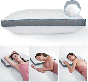 Original Adjustable Firm Pillow, Unique Bed Pillows for Sleeping,Comfort for Neck and Shoulder Pain - 750 Fill Power Down & 42D High Density Memory Foam Filling for Side,Back, Stomach Sleepers