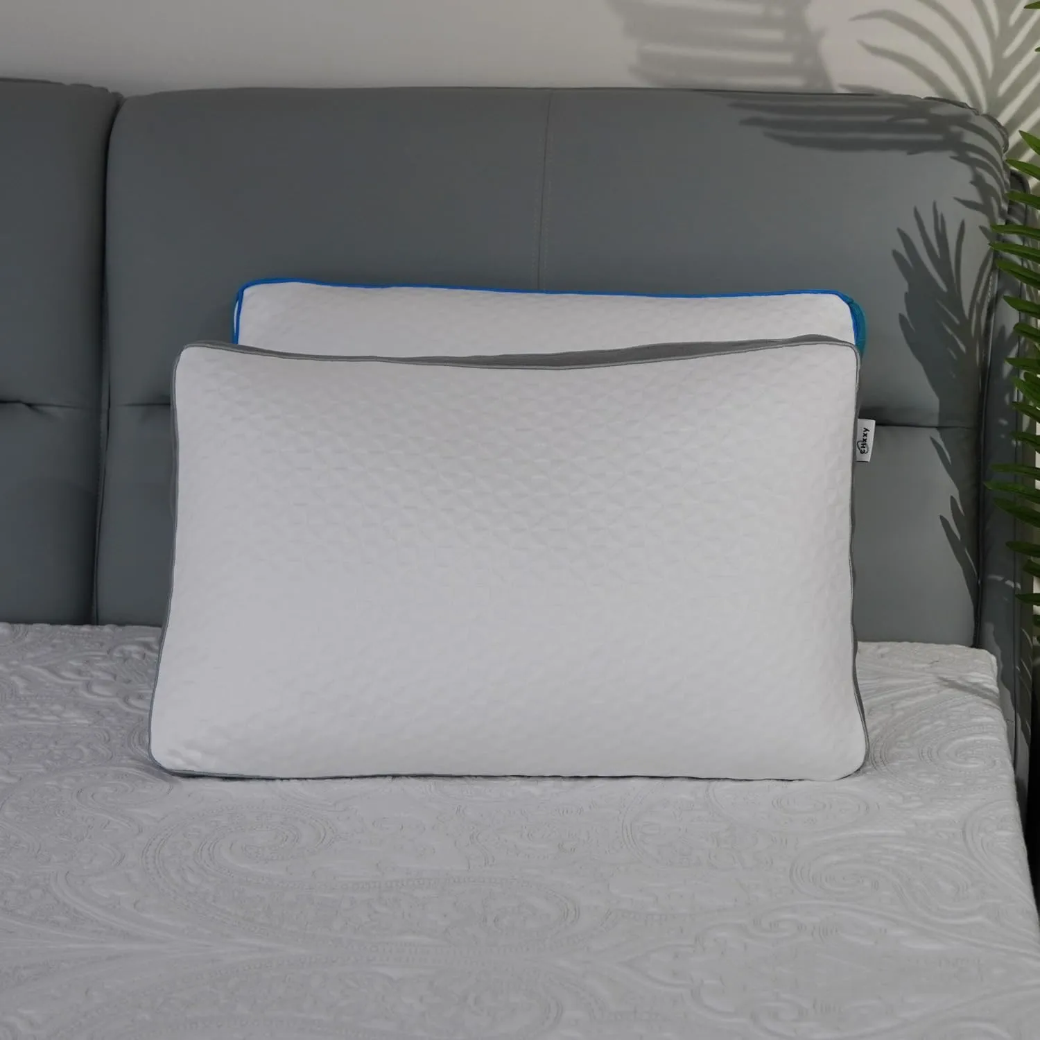 Original Adjustable Firm Pillow, Unique Bed Pillows for Sleeping,Comfort for Neck and Shoulder Pain - 750 Fill Power Down & 42D High Density Memory Foam Filling for Side,Back, Stomach Sleepers