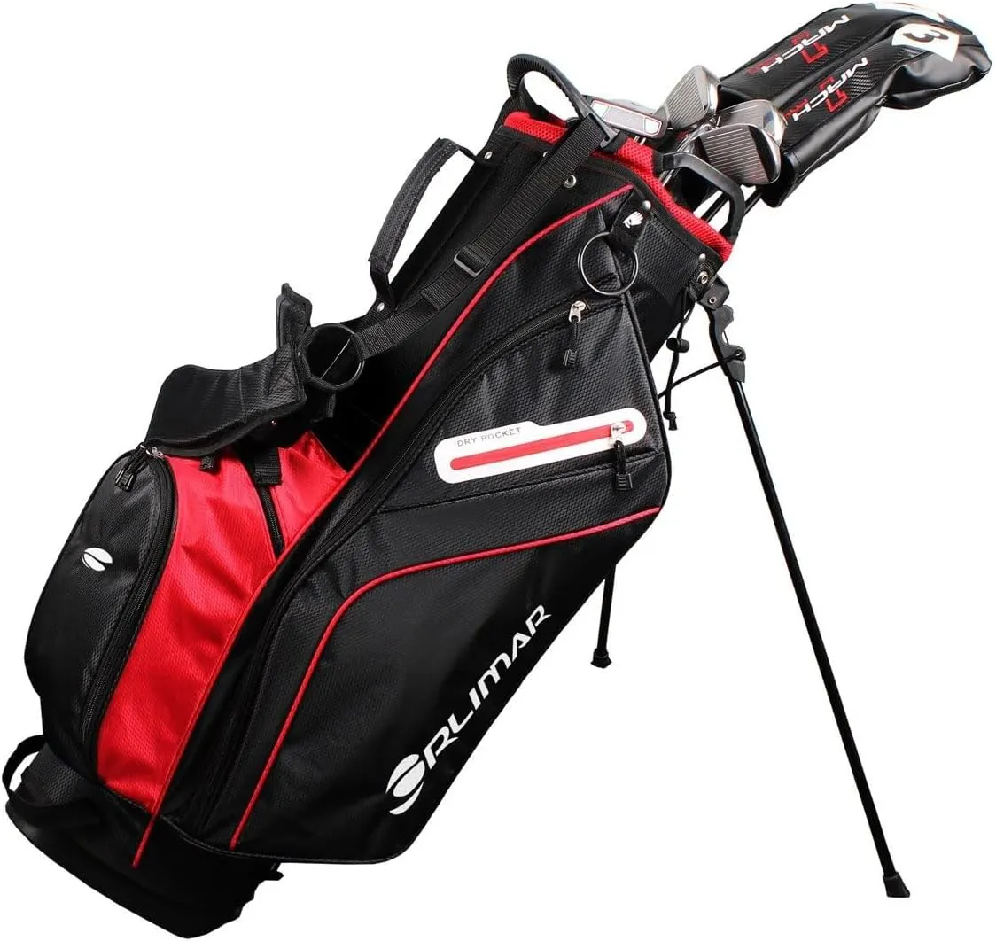 Orlimar Mach 1 Pro Men’s 14-Piece Complete Golf Club Sets with Titanium Driver, Stainless Fairway Wood, Hybrid, Irons (6-9, PW, SW), Mallet Putter, Stand Bag, 3 Headcovers