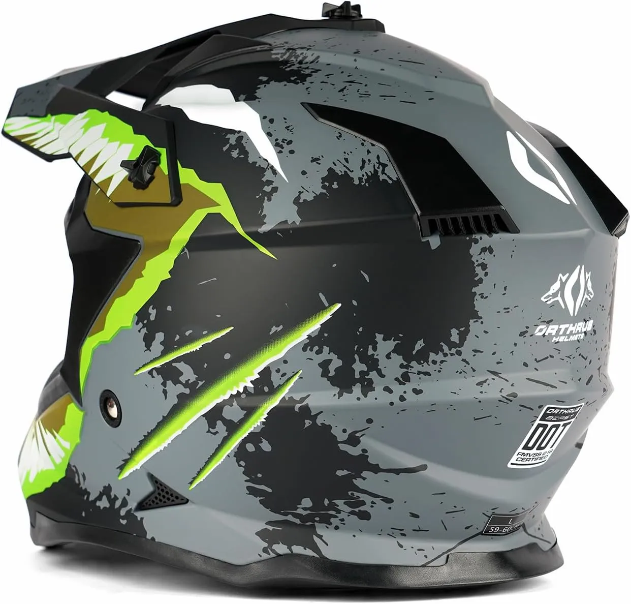 Orthrus Greyhound Off-Road Helmet: Ultimate Safety and Performance for Adult ATV, Motorcross, Dirt Bike, and Snowmobile Enthusiasts - Devour Yellow (Size M)