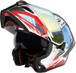 Orthrus Modular LED Full Face Motorcycle Helmet - DOT Approved Flip-Up Dual Visor Sun Shield & Bluetooth Ready for Adults Men Women - Street Bike/Motocross (Colorful, XXL)