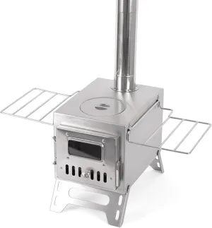 Outdoor Camping Wood-burning Stove Firewood Stainl Steel Foldable with Tent Fire Window Patio Campfire Cooking Ideal for Picnics