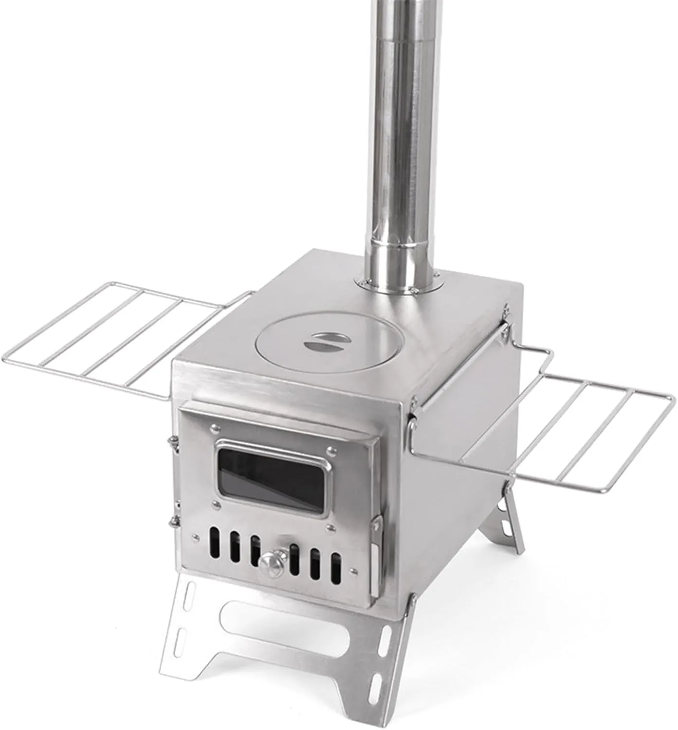 Outdoor Camping Wood-burning Stove Firewood Stainl Steel Foldable with Tent Fire Window Patio Campfire Cooking Ideal for Picnics