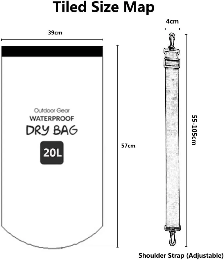 Outdoor Sports Dry Bag Sack, Waterproof 20L/25L/30L Heavy-Duty 500D Rollup Storage Pouch for Kayaking Boating Rafting Fishing Camping Swimming Canoeing Snowboarding