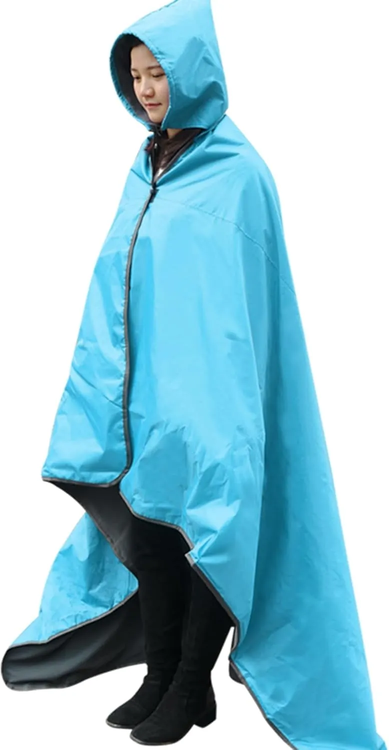 Outdoor Waterproof Camping Blanket - Hooded Fleece Windproof Blanket for Stadium, Sporting Events, Concert, Picnic, Car, Boat - Packable Camp Blanket for Cold Weather, Camping Gear Must Haves