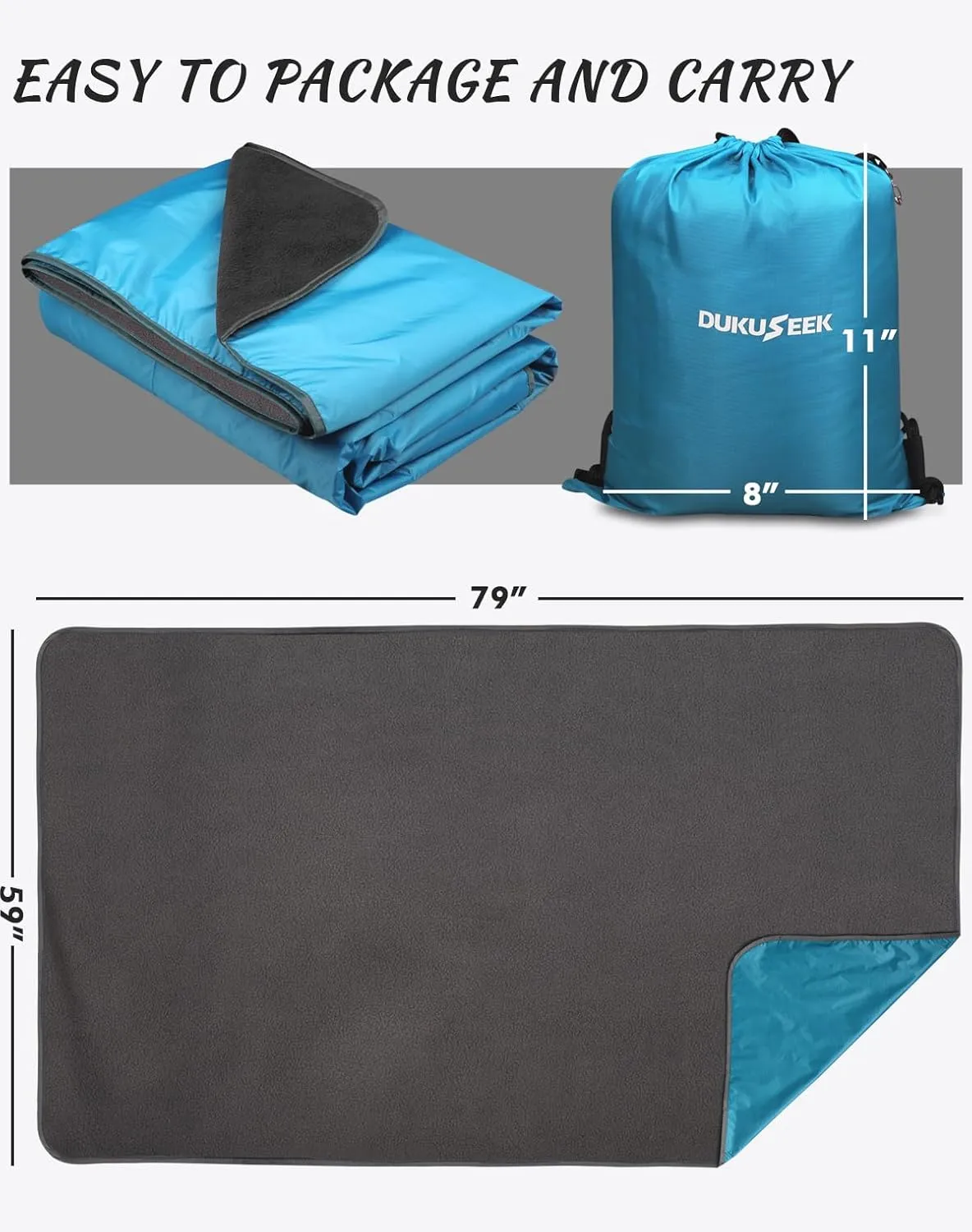Outdoor Waterproof Camping Blanket - Hooded Fleece Windproof Blanket for Stadium, Sporting Events, Concert, Picnic, Car, Boat - Packable Camp Blanket for Cold Weather, Camping Gear Must Haves