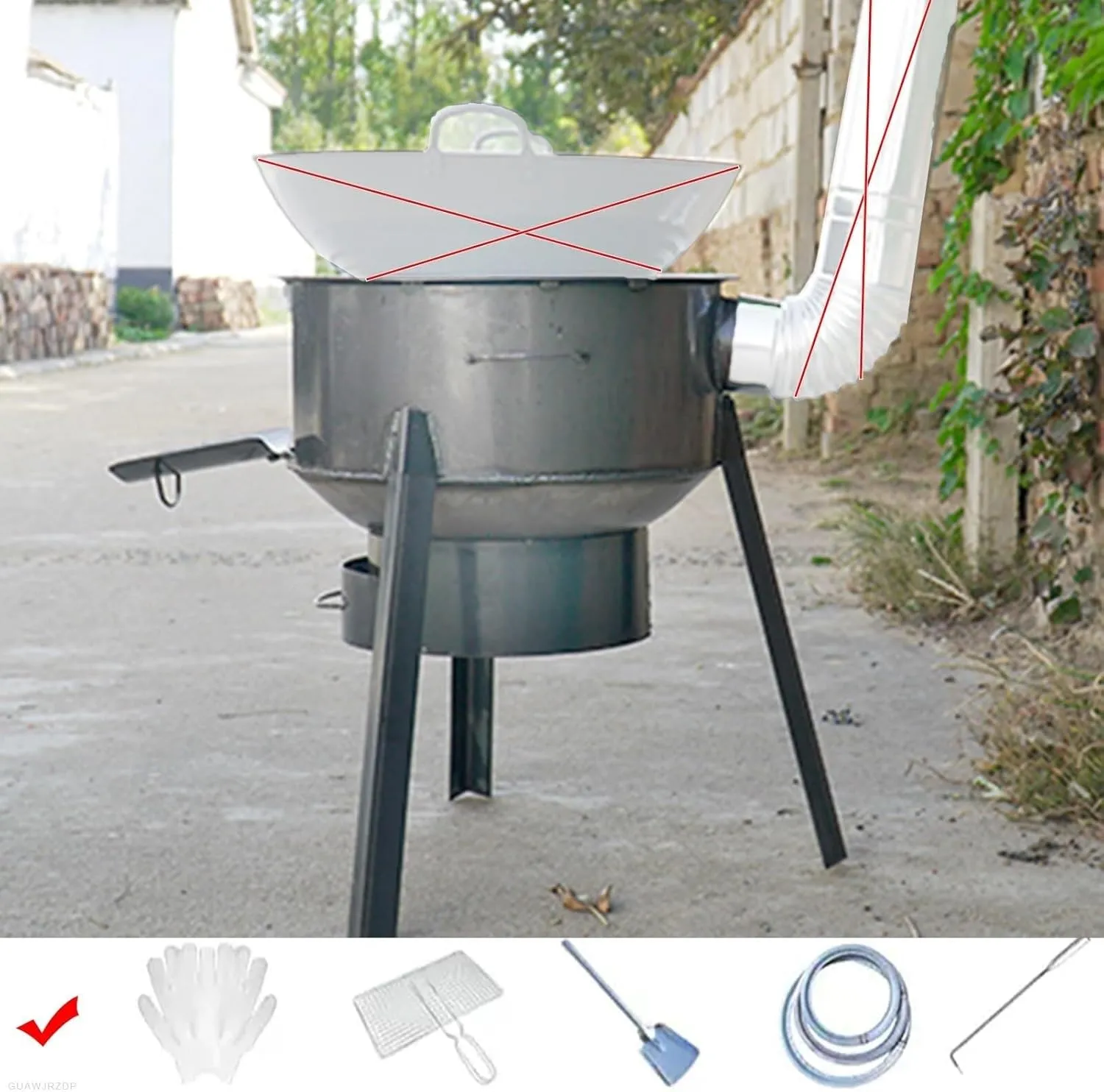 Outdoor Wood Burning Stove, Camping Wood Stove with Efficient Combustion, Double Folding Side Panels, Removable Bracket for Picnics, Ice Fishing & Emergency Heating(Diameter 52cm/20.4in)