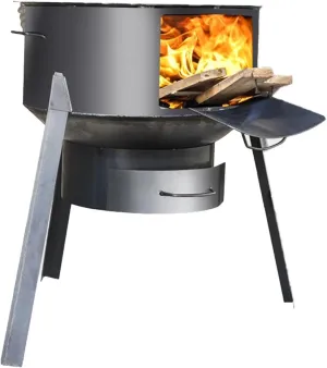 Outdoor Wood Burning Stove, Camping Wood Stove with Efficient Combustion, Double Folding Side Panels, Removable Bracket for Picnics, Ice Fishing & Emergency Heating(Diameter 52cm/20.4in)