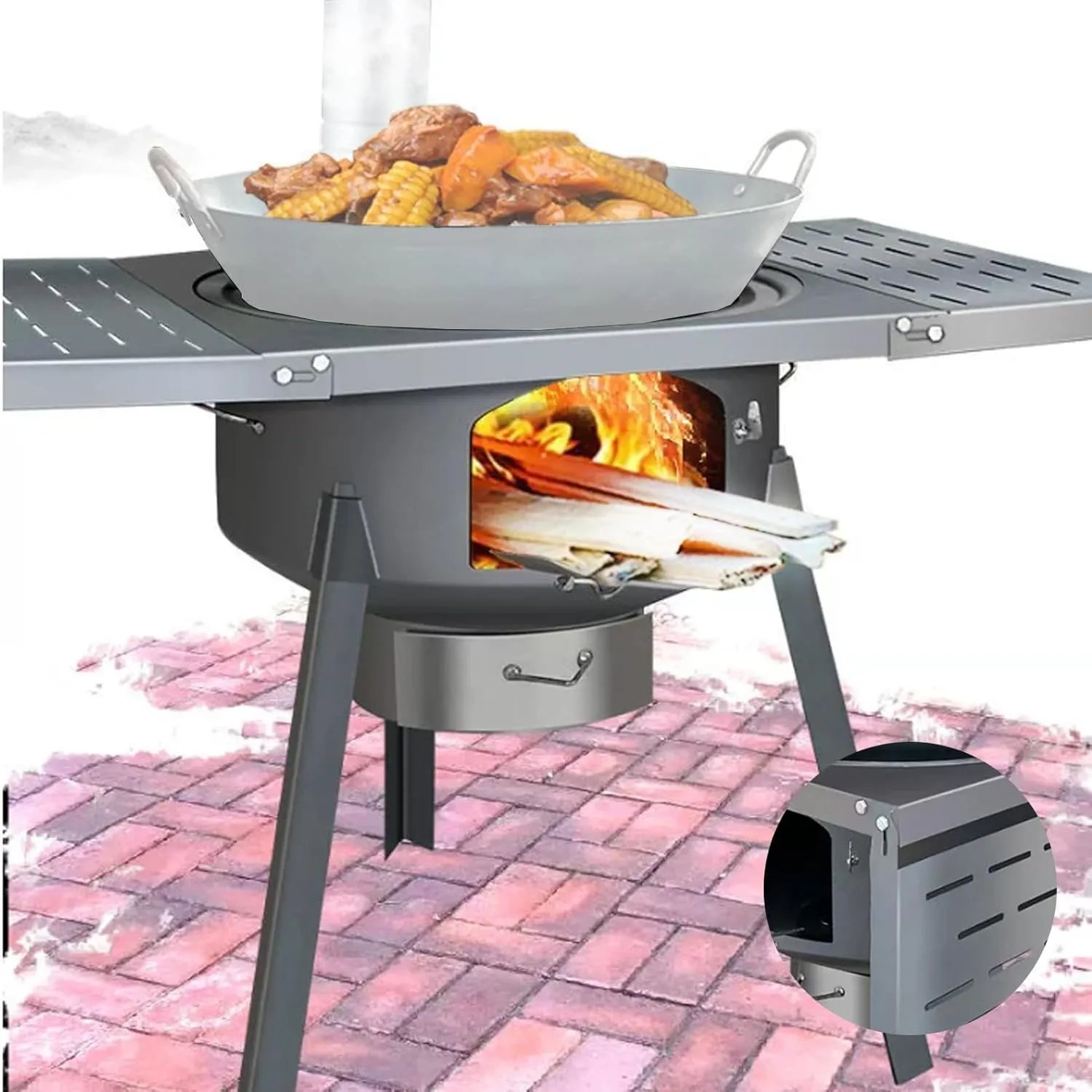 Outdoor Wood Stove, Wood Burning Stove,Heating Stove, with Stove Ring,Supports Pot Frying Pan Cooking,Outdoor Picnic, BBQ,Camping, Emergency Survival