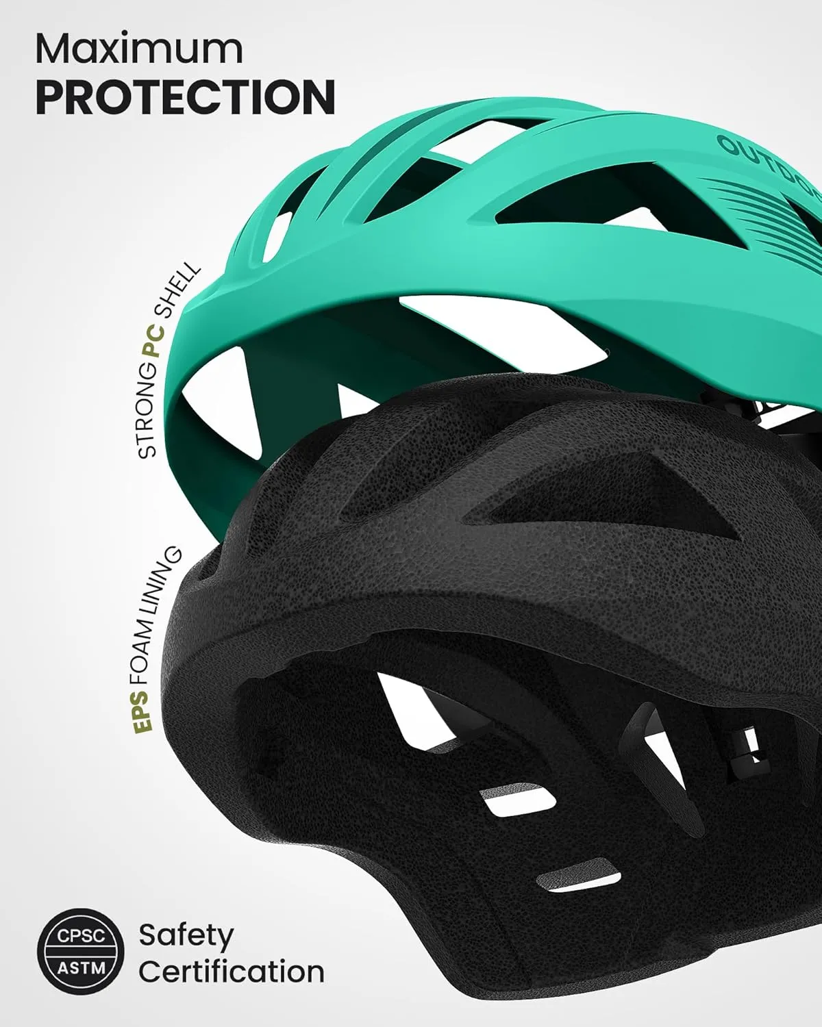 OutdoorMaster Adult Bike Helmet - Bicycle Helmet with Rechargeable Rear LED Light, Detachable Magnetic Goggles, Removable Sun Visor - Suitable for Commuting and Cycling for Men and Women
