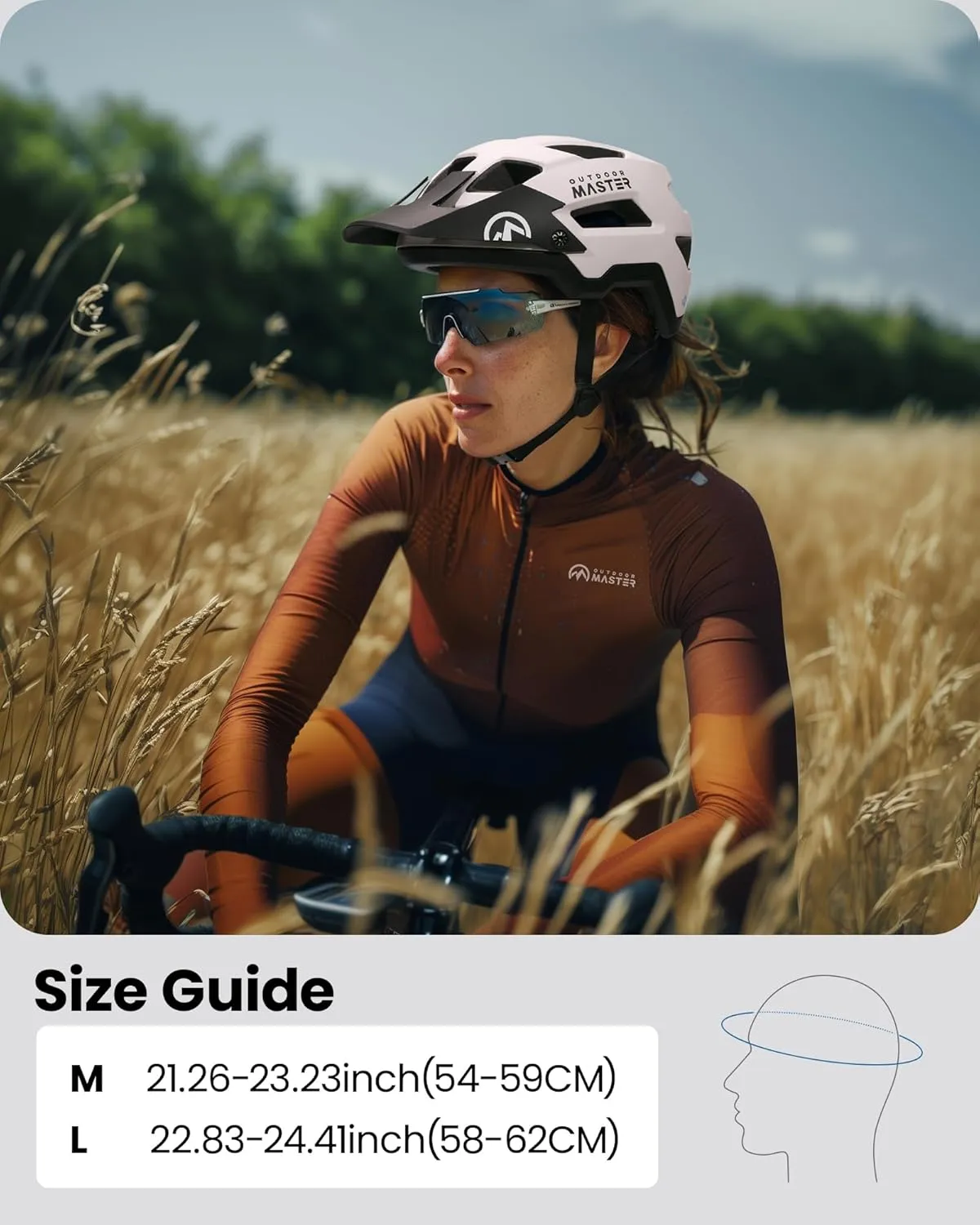 OutdoorMaster ERT Bike Helmet Adult Men and Women - Mountain Bike Helmet with Adjustable Sun Visor, 17 Vents, Removable/Washable Padding - Suitable for Mountain & Road Biking