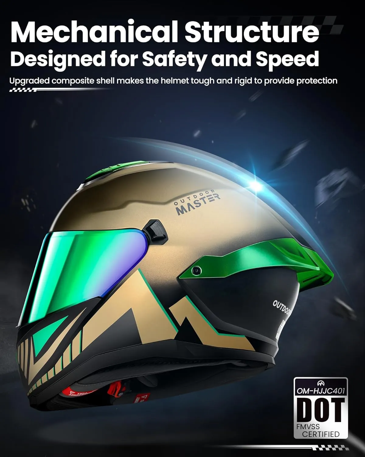 OutdoorMaster Full Face Dual Visor Adult Motorcycle Helmet for Motorbike Street Bike with Pinlock Ready DOT Approved