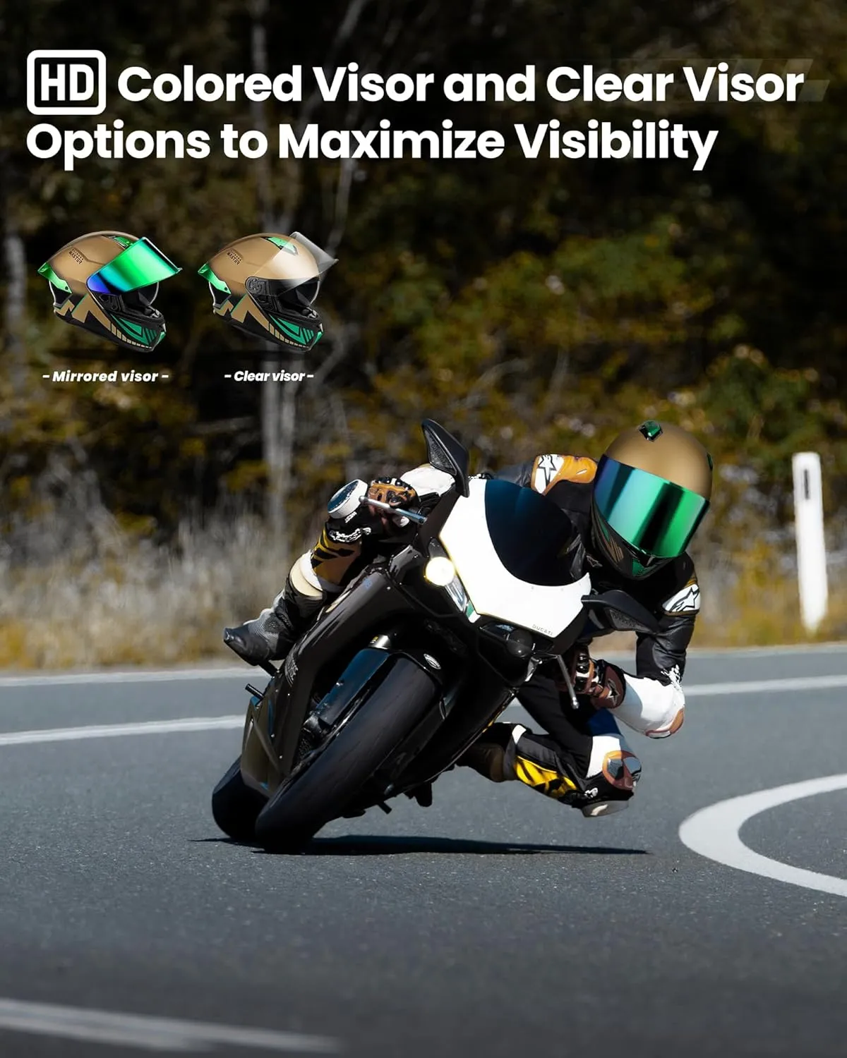 OutdoorMaster Full Face Dual Visor Adult Motorcycle Helmet for Motorbike Street Bike with Pinlock Ready DOT Approved