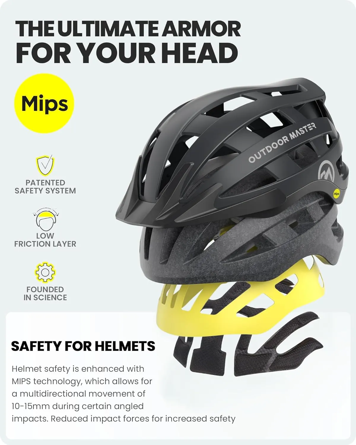 OutdoorMaster Gem II MIPS Bike Helmet with Light - Lightweight Cycling Helmet,Mountain Road Bicycle Helmet for Youth & Adult