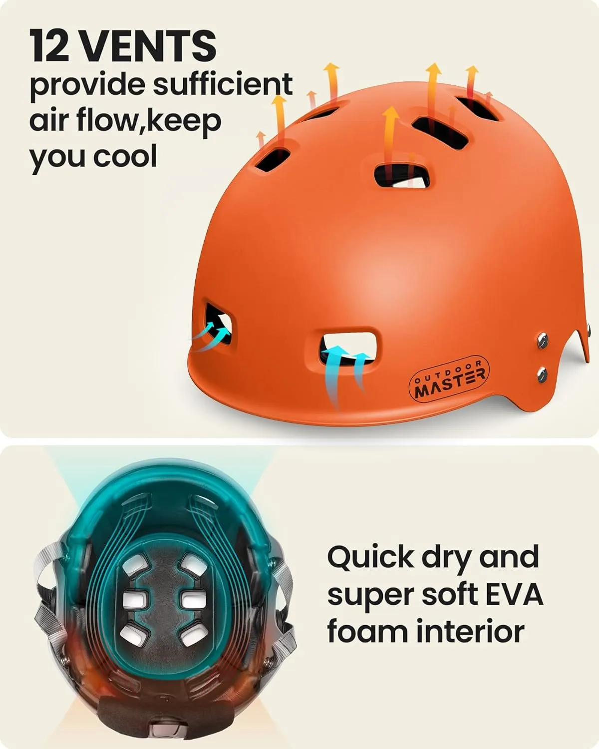 OutdoorMaster Kayak Helmet with Ears for Men Women, Adjustable with 12 Vents, Perfect for Kayaking, Boating, Surfing
