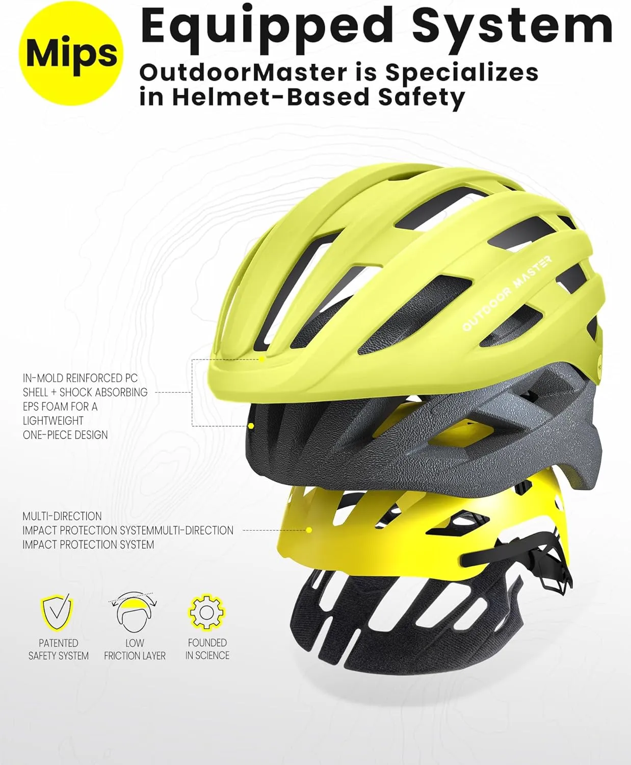 OutdoorMaster MIPS Bike Helmet for Adults-Two Removable Liners & Ventilation in Multi-Environment - Road Bicycle Helmets in Mountain, Motorway for Youth & Adult