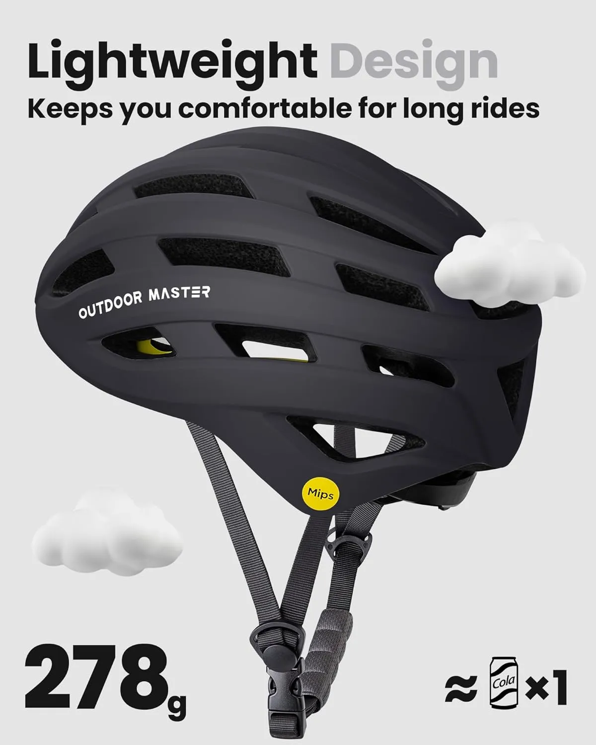 OutdoorMaster MIPS Bike Helmet for Adults-Two Removable Liners & Ventilation in Multi-Environment - Road Bicycle Helmets in Mountain, Motorway for Youth & Adult