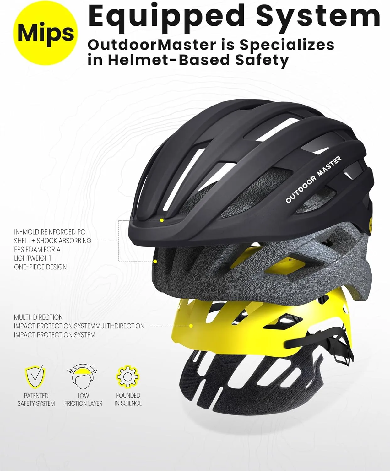 OutdoorMaster MIPS Bike Helmet for Adults-Two Removable Liners & Ventilation in Multi-Environment - Road Bicycle Helmets in Mountain, Motorway for Youth & Adult