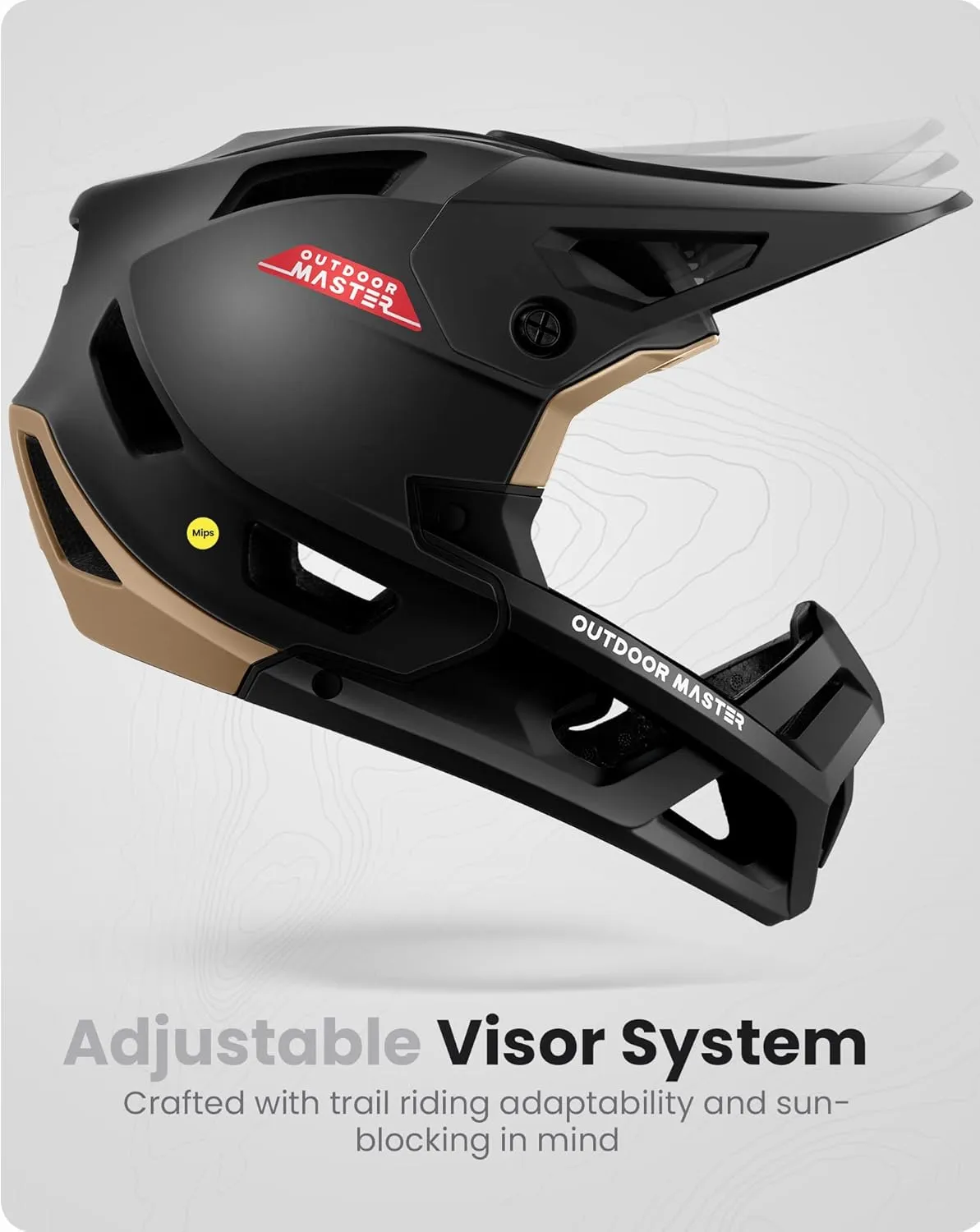 OutdoorMaster MIPS Full Face Mountain Bike Helmet for Men & Women - Two Removable Chin Pad, Ventilation Lightweight - Racing Downhill DH BMX MTB Helmet
