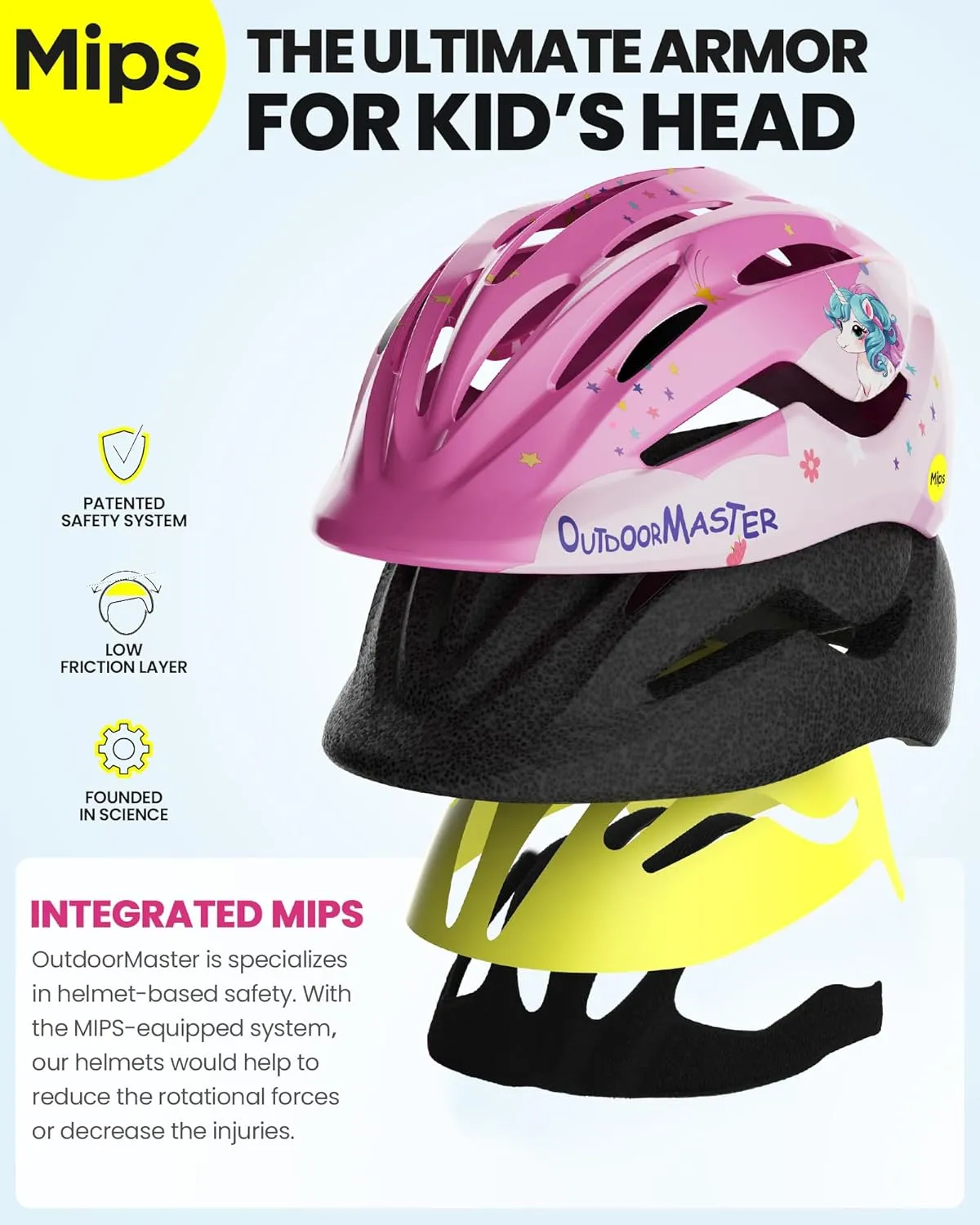 OutdoorMaster MIPS Kids Bike Helmet - Panther Jr. Toddler Helmet - Adjustable, Lightweight and Certified Kids Helmet - MIPS Bicycle Helmet for Kids Ages 5-13