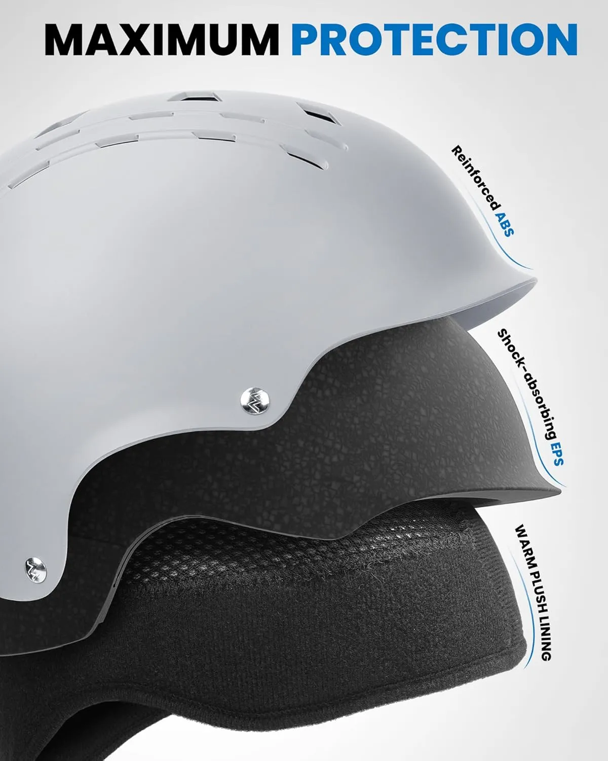 OutdoorMaster Ski Helmet - Takin SnowboardHelmet with Visor, Adjustable Dial Fit, 10 Vents - Durable ABS Shell & Shock-Absorbing EPS Core - Snow Sport Helmet for Men, Women & Youth
