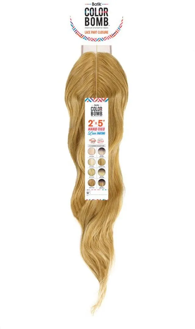 Outre Batik Colorbomb Lace Part Closure Long Length Wavy Style Synthetic Hair Pieces - 2X5 CLOSURE-LOOSE WAVE (White-Blonde)