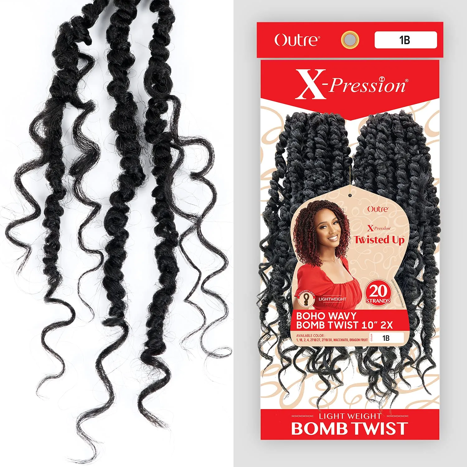 Outre Crochet Braids X-Pression Twisted Up 2X Boho Wavy Bomb Twist 10" (1-pack, 1)