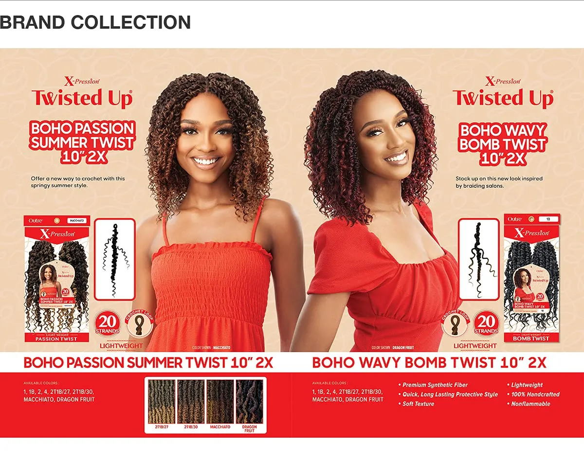 Outre Crochet Braids X-Pression Twisted Up 2X Boho Wavy Bomb Twist 10" (1-pack, 1)