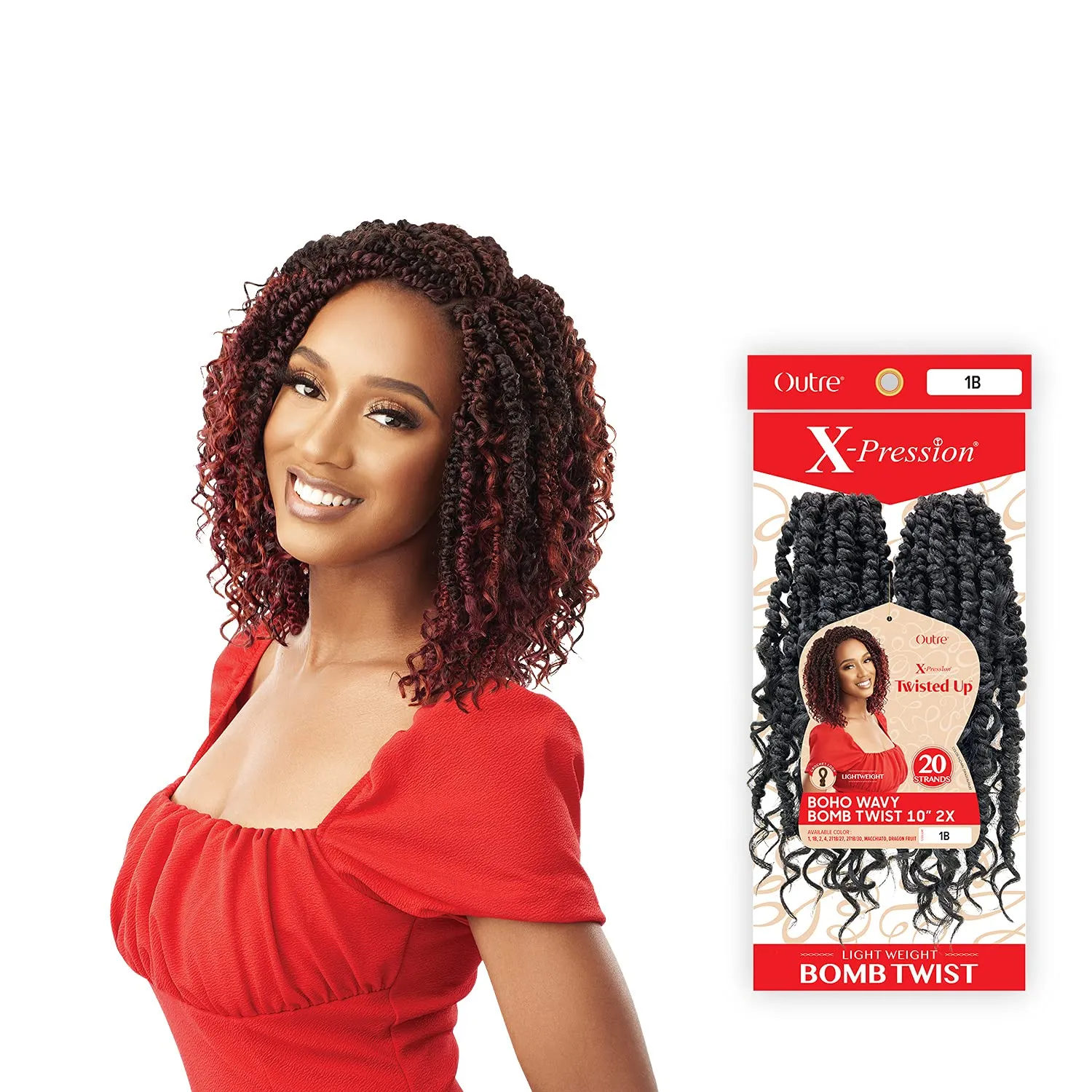 Outre Crochet Braids X-Pression Twisted Up 2X Boho Wavy Bomb Twist 10" (1-pack, 1)