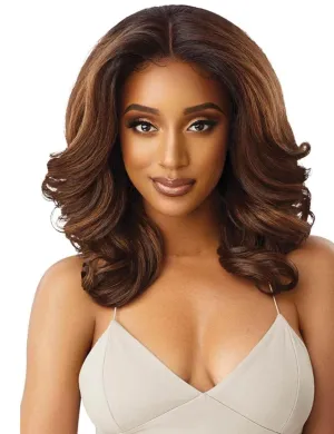 Outre LACEFRONT PERFECT HAIR LINE Glamorous Wavy Fully Hand-Tied 13”x 6” Frontal HD Baby Hair Transparent Lace Easy-to-Style Heat Friendly - JULIANNE (DR4/HNBRN)