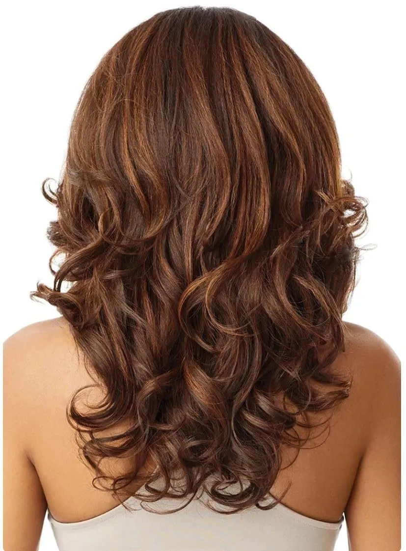 Outre LACEFRONT PERFECT HAIR LINE Glamorous Wavy Fully Hand-Tied 13”x 6” Frontal HD Baby Hair Transparent Lace Easy-to-Style Heat Friendly - JULIANNE (DR4/HNBRN)