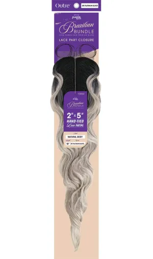 Outre PURPLE PACK Brazilian Bundle Hand-Tied Lace Part Closure 18 Inch Wave 100% Human Hair Premium Blend flawless finish - 2X5 CLOSURE NATURAL BODY 18 (NA)