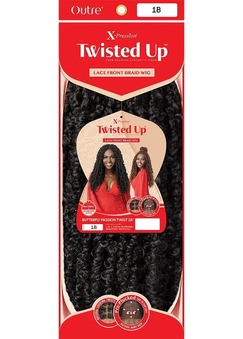 Outre Synthetic Twisted Up 4X4 HD Braid Lace Wig - BUTTERFLY PASSION TWIST 26 (Color:1B Off Black)