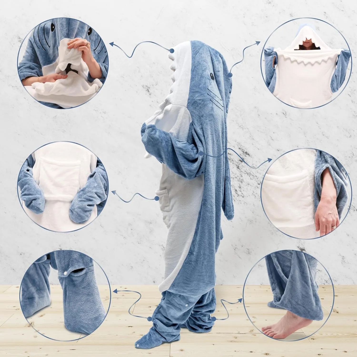 Oversize cozy shark blanket adult and teen, shark onesie kids, shark hoodie blanket shark costume shark pajamas women