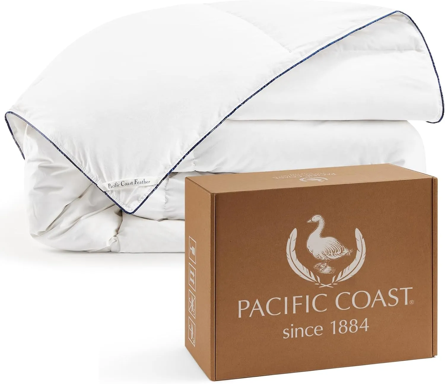 Pacific Coast Down Comforters King Size, 100% Cotton Duvet Insert, Extra Fluffy White Comforter, Ultra-Soft, Breathable, All Season Hotel Luxury Bedding Comforters, 8 Corner & Center Loops (106"x90")