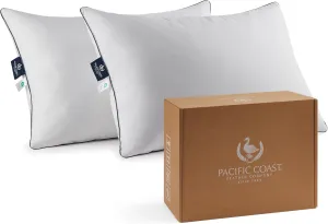 Pacific Coast Pillows Queen Size Set of 2, Goose Feather and Down Pillow for Sleeping, Hotel Collection Bed Pillows for Side Sleepers and Back Sleeper