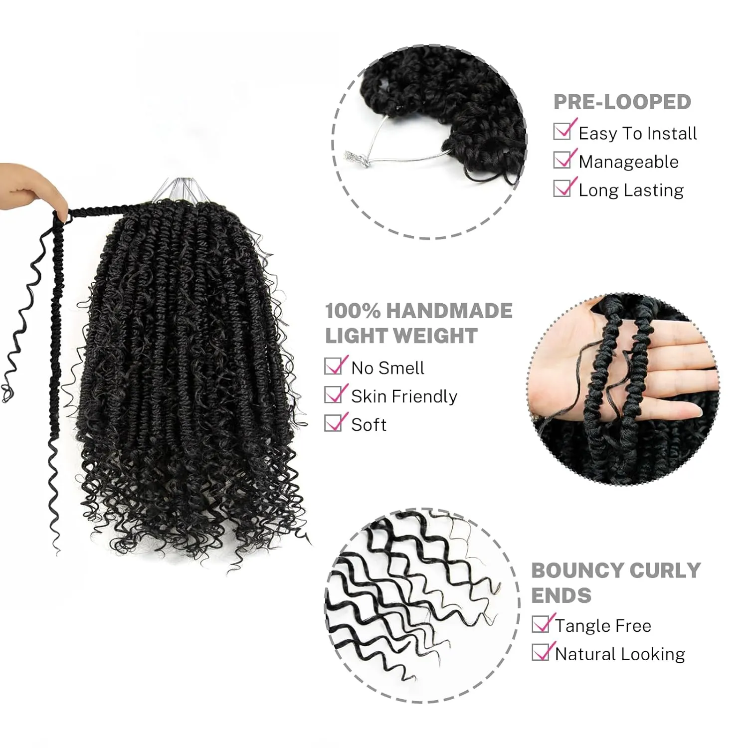 Passion Twist Crochet Hair 12 inch Passion Twist Crochet Hair Pretwisted Passion Twist Hair with Curly ends, Pre-looped Braided Crochet Bohemia Short Passion Twist Braided Hair for Women 96pc