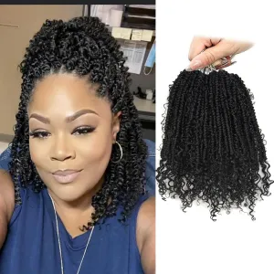 Passion Twist Crochet Hair 12 inch Passion Twist Crochet Hair Pretwisted Passion Twist Hair with Curly ends, Pre-looped Braided Crochet Bohemia Short Passion Twist Braided Hair for Women 96pc